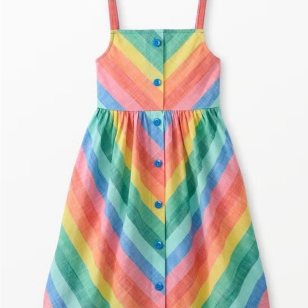 Hanna Andersson Rainbow Striped Dress Girls Size 130 US 8